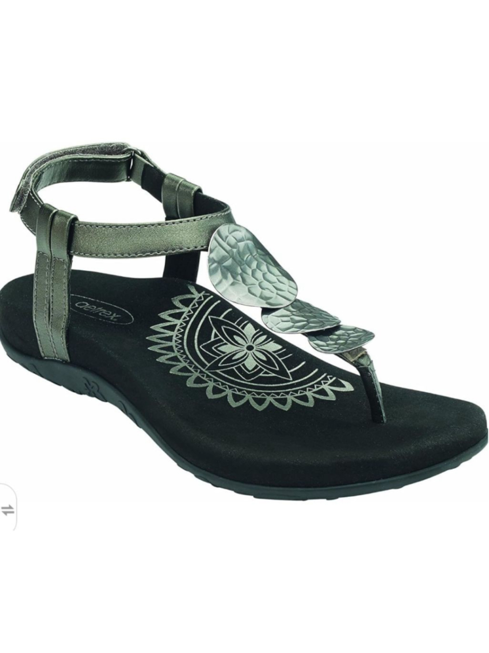 Aetrex Womens Olive Black Sandals Size 9-9.5